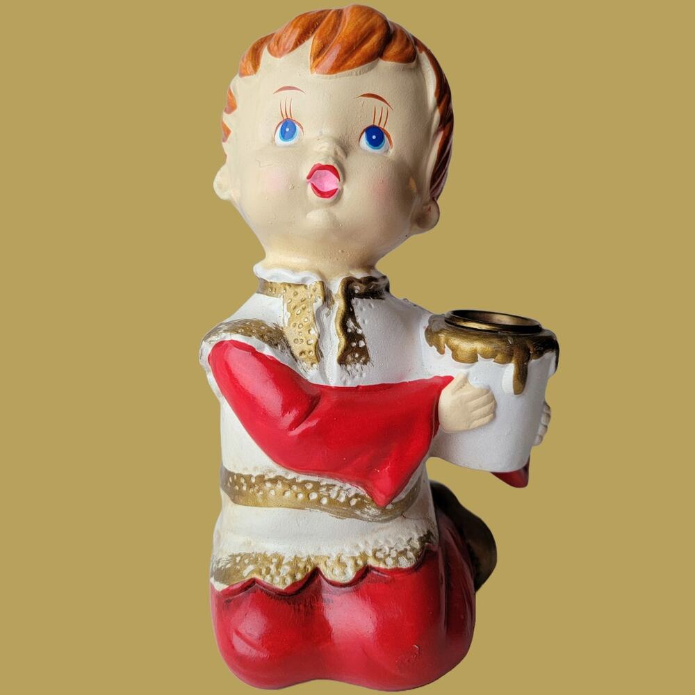 Vintage 1970s Star Creations Christmas Caroler Candle Holder